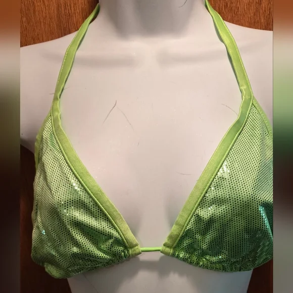 VENUS chartreuse/lime green Sparkly Brazilian cut bikini new no tags SzM/D - Picture 4 of 13